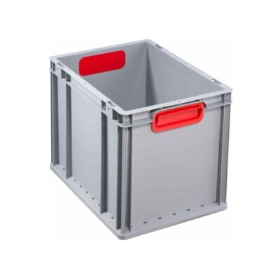 Conteneur de transport gerbable L400xl300xH320mm gris PP poignée fermée rouge pa ; Allit (456715) - Publicité Conteneur de transport gerbable L400xl300xH320mm gris PP poignée fermée rouge pa ; Allit (456715) - Publicité