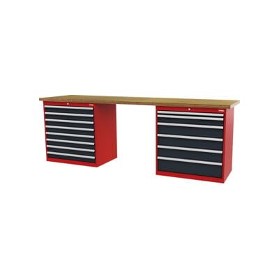 établi STIER, lxPxH 2 000x600x860 mm, avec 2 caissons d'armoire de 900 mm de large, RAL 3020 / RAL 7016 (905000) - Publicité établi STIER, lxPxH 2 000x600x860 mm, avec 2 caissons d'armoire de 900 mm de large, RAL 3020 / RAL 7016 (905000) - Publicité