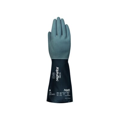 AlphaTec Chemie gants 53-001 Taille 10 gris/noir EN 388, EN 374, EN 407 6 PA ; Ansell Health Care (53001100) - Publicité AlphaTec Chemie gants 53-001 Taille 10 gris/noir EN 388, EN 374, EN 407 6 PA ; Ansell Health Care (53001100) - Publicité