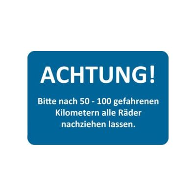 Autocollant de service après-vente Eichner, texte : Resserrer les roues (9220-00051) - Publicité Autocollant de service après-vente Eichner, texte : Resserrer les roues (9220-00051) - Publicité