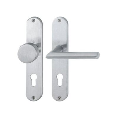 Ensemble Poignées Hoppe Stockholm Acier inoxydable - Cylindre profilé, 72mm - Porte & Fenêtre - Publicité Ensemble Poignées Hoppe Stockholm Acier inoxydable - Cylindre profilé, 72mm - Porte & Fenêtre - Publicité