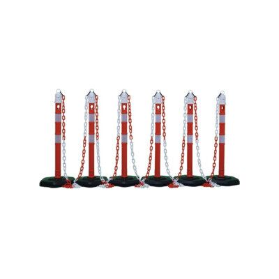 Ensemble de poteaux de barrière HP Autozubehör - Rouge/Blanc - 6 poteaux & 5 chaînes - Publicité Ensemble de poteaux de barrière HP Autozubehör - Rouge/Blanc - 6 poteaux & 5 chaînes - Publicité