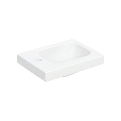 Lavabo Geberit iCon Light - Rectangulaire, 38cm, Trou de robinet à gauche, Fixé au mur - Publicité Lavabo Geberit iCon Light - Rectangulaire, 38cm, Trou de robinet à gauche, Fixé au mur - Publicité