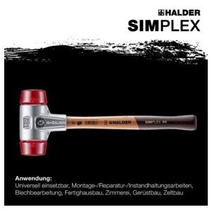 HALDER Maillet anti-rebond SIMPLEX avec embout en plastique (rouge) 50A mm (3106.050) - Publicité HALDER Maillet anti-rebond SIMPLEX avec embout en plastique (rouge) 50A mm (3106.050) - Publicité