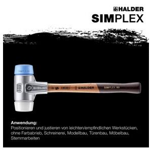 Maillet à frappe amortie SIMPLEX L. 405 mm D. tête 60 mm bois super plastique bl ; Halder (3117.060) - Publicité Maillet à frappe amortie SIMPLEX L. 405 mm D. tête 60 mm bois super plastique bl ; Halder (3117.060) - Publicité