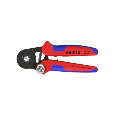 Pinces à sertir auto-ajustables pour embouts de câble, avec accès latéral Knipex (97 53 14) - Publicité Pinces à sertir auto-ajustables pour embouts de câble, avec accès latéral Knipex (97 53 14) - Publicité