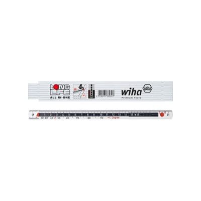 Wiha Mètre pliant Longlife® All in One, 2 m métrique, 10 branches (33232) blanc (33232) - Publicité Wiha Mètre pliant Longlife® All in One, 2 m métrique, 10 branches (33232) blanc (33232) - Publicité