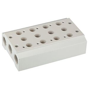 Riegler Placa de base multiple pour vannes 5/2-5/3 voies, 4 pos., M5, G 1/8 (5520.04-18) - Publicité Riegler Placa de base multiple pour vannes 5/2-5/3 voies, 4 pos., M5, G 1/8 (5520.04-18) - Publicité
