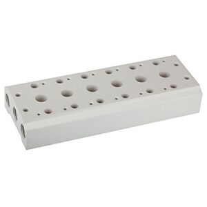 Riegler Plaque de base multiple pour vannes 5/2-5/3 voies, 7 pos., M5, G 1/8 (5520.07-18) - Publicité Riegler Plaque de base multiple pour vannes 5/2-5/3 voies, 7 pos., M5, G 1/8 (5520.07-18) - Publicité
