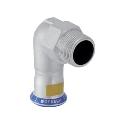 Geberit Coude de transition gaz Mapress 90° avec mâle, acier inox, d= 22mm x R 3/4 (34151) - Publicité Geberit Coude de transition gaz Mapress 90° avec mâle, acier inox, d= 22mm x R 3/4 (34151) - Publicité