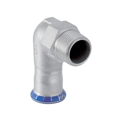Geberit coude de transition Mapress d 15xR 1/2, sans plomb, 90°, mâle AG, acier inoxydable (83833) - Publicité Geberit coude de transition Mapress d 15xR 1/2, sans plomb, 90°, mâle AG, acier inoxydable (83833) - Publicité