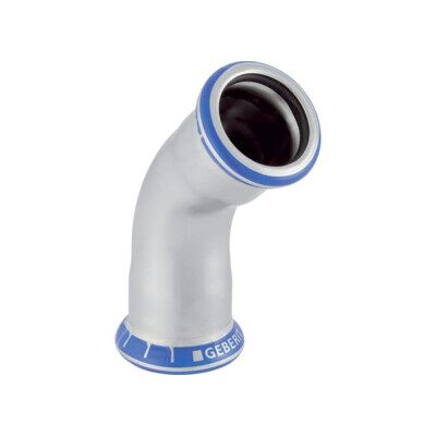 Geberit Coude Mapress d= 22mm, sans LABS, 45 degrés, acier inoxydable (80604) - Publicité Geberit Coude Mapress d= 22mm, sans LABS, 45 degrés, acier inoxydable (80604) - Publicité