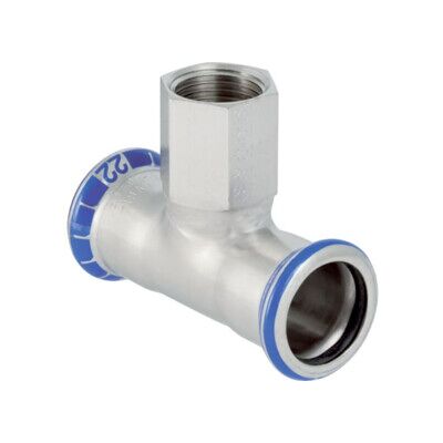 Geberit T-Élément Mapress d 15 mm x Rp 1/2, sans plomb, m IG, acier inoxydable (81304) - Publicité Geberit T-Élément Mapress d 15 mm x Rp 1/2, sans plomb, m IG, acier inoxydable (81304) - Publicité