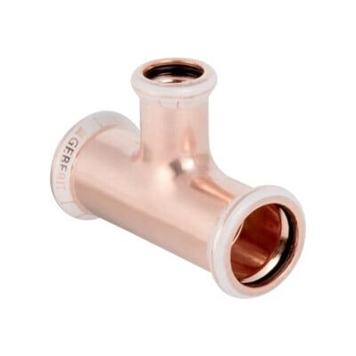 Geberit Té Mapress d= 54x35x54mm, réduit, cuivre (61225) - Publicité Geberit Té Mapress d= 54x35x54mm, réduit, cuivre (61225) - Publicité