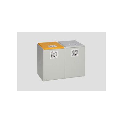 VKF Renzel Conteneur de recyclage gris clair 60L 2 compartiments - Publicité VKF Renzel Conteneur de recyclage gris clair 60L 2 compartiments - Publicité