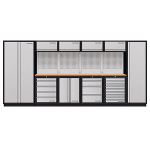 Mobilier d'atelier Mobilio 6 éléments Kraftwerk, porte à charnière, armoire haute, hêtre (3964K-H284S5H-K4) - Publicité Mobilier d'atelier Mobilio 6 éléments Kraftwerk, porte à charnière, armoire haute, hêtre (3964K-H284S5H-K4) - Publicité