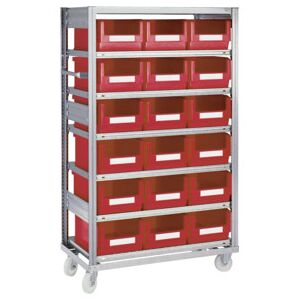Racks mobiles Bito l 1064 x p 533 x H 1815 bacs en rouge (15721) - Publicité Racks mobiles Bito l 1064 x p 533 x H 1815 bacs en rouge (15721) - Publicité