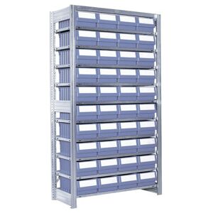 Rayonnages à tablettes équipés de bacs Bito RK p 324 x H 1850 bacs en bleu-gris (53018) - Publicité Rayonnages à tablettes équipés de bacs Bito RK p 324 x H 1850 bacs en bleu-gris (53018) - Publicité