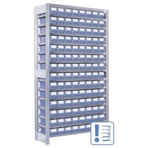 Rayonnages à tablettes équipés de bacs Bito RK p 424 x H 1850 bacs en bleu-gris (53036) - Publicité Rayonnages à tablettes équipés de bacs Bito RK p 424 x H 1850 bacs en bleu-gris (53036) - Publicité