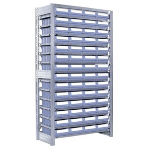 Rayonnages à tablettes équipés de bacs Bito RK p 524 x H 1850 bacs en bleu-gris (53030) - Publicité Rayonnages à tablettes équipés de bacs Bito RK p 524 x H 1850 bacs en bleu-gris (53030) - Publicité