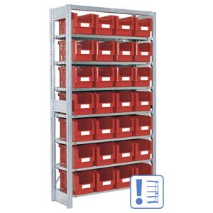 Rayonnages à tablettes équipés de bacs Bito SK p 324 x H 1850 bacs en rouge (53048) - Publicité Rayonnages à tablettes équipés de bacs Bito SK p 324 x H 1850 bacs en rouge (53048) - Publicité
