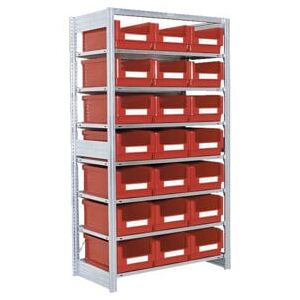 Rayonnages à tablettes équipés de bacs Bito SK p 524 x H 1850 bacs en rouge (53049) - Publicité Rayonnages à tablettes équipés de bacs Bito SK p 524 x H 1850 bacs en rouge (53049) - Publicité