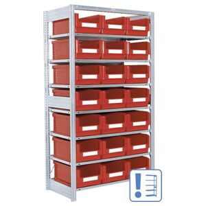 Rayonnages à tablettes équipés de bacs Bito SK p 524 x H 1850 bacs en rouge (53050) - Publicité Rayonnages à tablettes équipés de bacs Bito SK p 524 x H 1850 bacs en rouge (53050) - Publicité
