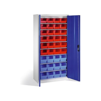 Armoire à bacs C+P avec 26 bacs à bec, H1980xL1000xP420mm Façade bleu gentiane Corps gris clair ; C + P Möbelsysteme (133144-23 S10043) - Publicité Armoire à bacs C+P avec 26 bacs à bec, H1980xL1000xP420mm Façade bleu gentiane Corps gris clair ; C + P Möbelsysteme (133144-23 S10043) - Publicité