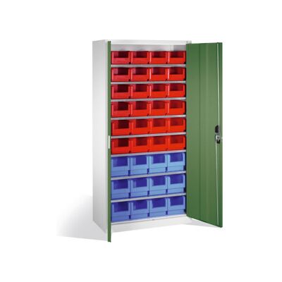 Armoire à bacs C+P avec 26 bacs à bec, H1980xL1000xP420mm Façade vert réséda Corps gris clair ; C + P Möbelsysteme (133144-23 S10029) - Publicité Armoire à bacs C+P avec 26 bacs à bec, H1980xL1000xP420mm Façade vert réséda Corps gris clair ; C + P Möbelsysteme (133144-23 S10029) - Publicité