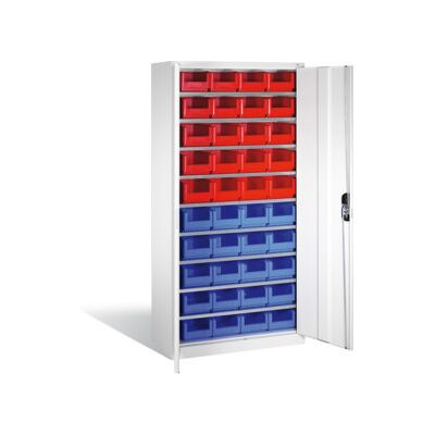 Armoire à bacs C+P avec 40 bacs à bec, H1980xL1000xP420mm Façade gris clair Corps gris clair ; C + P Möbelsysteme (133144-24 S10053) - Publicité Armoire à bacs C+P avec 40 bacs à bec, H1980xL1000xP420mm Façade gris clair Corps gris clair ; C + P Möbelsysteme (133144-24 S10053) - Publicité