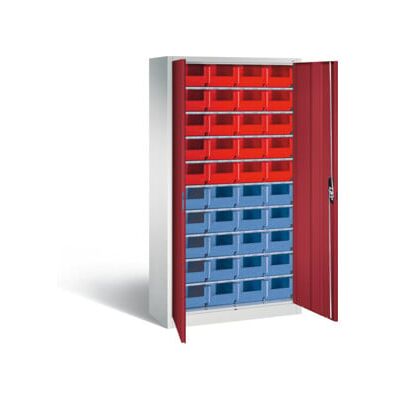 Armoire à bacs C+P avec 40 bacs à bec, H1980xL1000xP420mm Façade rouge rubis Corps gris clair ; C + P Möbelsysteme (133144-24 S10037) - Publicité Armoire à bacs C+P avec 40 bacs à bec, H1980xL1000xP420mm Façade rouge rubis Corps gris clair ; C + P Möbelsysteme (133144-24 S10037) - Publicité