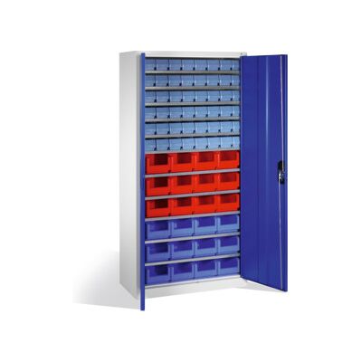 Armoire à bacs C+P avec 72 bacs à bec et bacs à rayonnages, H1980xL1000xP420mm Façade bleu gentiane Corps gris clair ; C + P Möbelsysteme (133144-29 S10023) - Publicité Armoire à bacs C+P avec 72 bacs à bec et bacs à rayonnages, H1980xL1000xP420mm Façade bleu gentiane Corps gris clair ; C + P Möbelsysteme (133144-29 S10023) - Publicité
