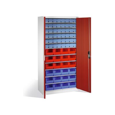 Armoire à bacs C+P avec 72 bacs à bec et bacs à rayonnages, H1980xL1000xP420mm Façade rouge rubis Corps gris clair ; C + P Möbelsysteme (133144-29 S10032) - Publicité Armoire à bacs C+P avec 72 bacs à bec et bacs à rayonnages, H1980xL1000xP420mm Façade rouge rubis Corps gris clair ; C + P Möbelsysteme (133144-29 S10032) - Publicité