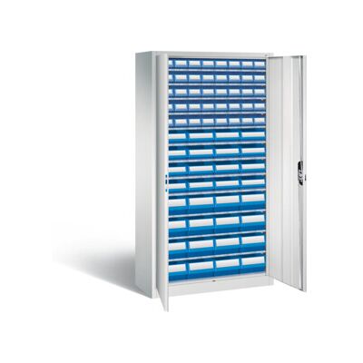 Armoire à bacs C+P avec 72 bacs d'étagères, H1980xL1000xP420mm Façade bleu clair Corps gris clair ; C + P Möbelsysteme (133144-28 S10038) - Publicité Armoire à bacs C+P avec 72 bacs d'étagères, H1980xL1000xP420mm Façade bleu clair Corps gris clair ; C + P Möbelsysteme (133144-28 S10038) - Publicité