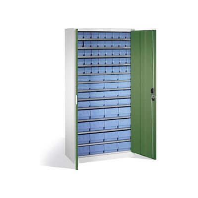 Armoire à bacs C+P avec 72 bacs d'étagères, H1980xL1000xP420mm Façade vert réséda Corps gris clair ; C + P Möbelsysteme (133144-28 S10021) - Publicité Armoire à bacs C+P avec 72 bacs d'étagères, H1980xL1000xP420mm Façade vert réséda Corps gris clair ; C + P Möbelsysteme (133144-28 S10021) - Publicité