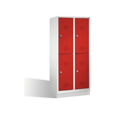 C+P Armoire à casiers Classic à double étage sur socle, 4 compartiments, H1800×I810×P500 mm, façade rubis, corps gris clair ; C + P Möbelsysteme (8320-22 S10034) - Publicité C+P Armoire à casiers Classic à double étage sur socle, 4 compartiments, H1800×I810×P500 mm, façade rubis, corps gris clair ; C + P Möbelsysteme (8320-22 S10034) - Publicité