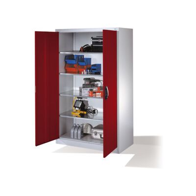 Armoire à outils C+P avec portes battantes, 4 tablettes intérieures, H1950xL1200xP600mm Façade rouge rubis Corps gris clair ; C + P Möbelsysteme (8932-00 S10603) - Publicité Armoire à outils C+P avec portes battantes, 4 tablettes intérieures, H1950xL1200xP600mm Façade rouge rubis Corps gris clair ; C + P Möbelsysteme (8932-00 S10603) - Publicité