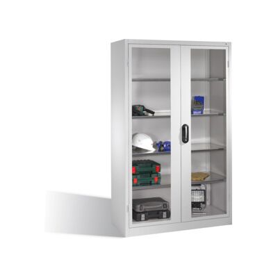 C + P Möbelsysteme Armoire à outils C+P avec portes battantes à fenêtre transparente, 4 tablettes intérieures, H1950xL1200xP500mm Façade gris clair Corps gris clair ; C (8931-055 S10185) - Publicité C + P Möbelsysteme Armoire à outils C+P avec portes battantes à fenêtre transparente, 4 tablettes intérieures, H1950xL1200xP500mm Façade gris clair Corps gris clair ; C (8931-055 S10185) - Publicité