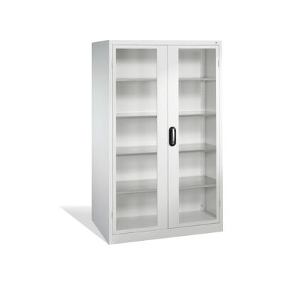 C + P Möbelsysteme Armoire à outils C+P avec portes battantes à fenêtre transparente, 4 tablettes intérieures, H1950xL1200xP600mm Façade gris clair Corps gris clair ; C (8932-055 S10128) - Publicité C + P Möbelsysteme Armoire à outils C+P avec portes battantes à fenêtre transparente, 4 tablettes intérieures, H1950xL1200xP600mm Façade gris clair Corps gris clair ; C (8932-055 S10128) - Publicité