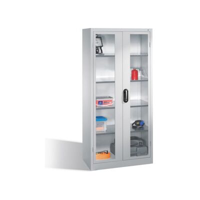 C + P Möbelsysteme Armoire à outils C+P avec portes battantes à fenêtre transparente, 4 tablettes intérieures, H1950xL930xP500mm Façade gris clair Corps gris clair ; C + (8921-055 S10216) - Publicité C + P Möbelsysteme Armoire à outils C+P avec portes battantes à fenêtre transparente, 4 tablettes intérieures, H1950xL930xP500mm Façade gris clair Corps gris clair ; C + (8921-055 S10216) - Publicité