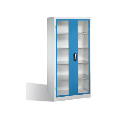C + P Möbelsysteme Armoire à outils C+P avec portes battantes à fenêtre transparente, 4 tablettes intérieures, H1950xL930xP600mm Façade bleu clair Corps gris clair ; C + (8922-055 S10127) - Publicité C + P Möbelsysteme Armoire à outils C+P avec portes battantes à fenêtre transparente, 4 tablettes intérieures, H1950xL930xP600mm Façade bleu clair Corps gris clair ; C + (8922-055 S10127) - Publicité