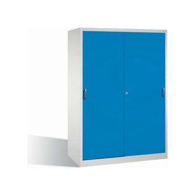 Armoire à outils C+P avec portes coulissantes, intérieur 2 x 4 étagères, H1950xL1600xP600mm avant bleu clair corps gris clair ; C + P Möbelsysteme (2169-00 S10094) - Publicité Armoire à outils C+P avec portes coulissantes, intérieur 2 x 4 étagères, H1950xL1600xP600mm avant bleu clair corps gris clair ; C + P Möbelsysteme (2169-00 S10094) - Publicité