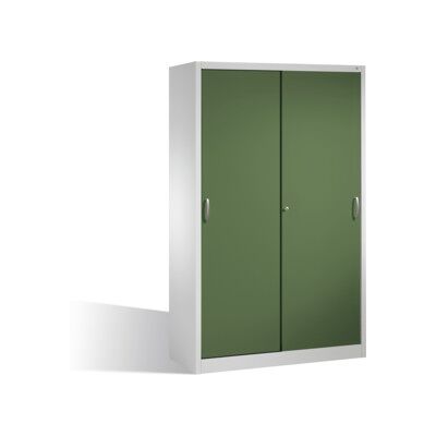 Armoire à outils C+P avec portes coulissantes, intérieur 4 étagères, H1950xL1200xP600mm Face avant Reseda vert corps gris clair ; C + P Möbelsysteme (2069-00 S10092) - Publicité Armoire à outils C+P avec portes coulissantes, intérieur 4 étagères, H1950xL1200xP600mm Face avant Reseda vert corps gris clair ; C + P Möbelsysteme (2069-00 S10092) - Publicité