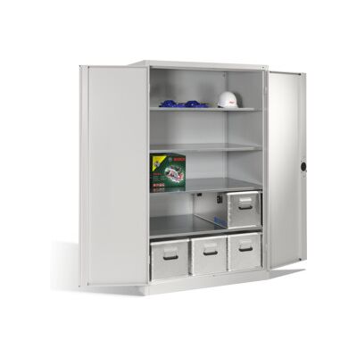 C + P Möbelsysteme Armoire à outils C+P pour charges lourdes XXL avec portes battantes, 4 tablettes intérieures, H1950xL1200xP800mm Façade gris clair Corps gris clair ; (8934-052 S10104) - Publicité C + P Möbelsysteme Armoire à outils C+P pour charges lourdes XXL avec portes battantes, 4 tablettes intérieures, H1950xL1200xP800mm Façade gris clair Corps gris clair ; (8934-052 S10104) - Publicité