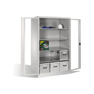 C + P Möbelsysteme Armoire à outils C+P XXL avec portes battantes à fenêtre transparente, 4 tablettes, H1950xL1200xP800mm Façade gris clair Corps gris clair ; C + P Möbe (8934-055 S10118) - Publicité C + P Möbelsysteme Armoire à outils C+P XXL avec portes battantes à fenêtre transparente, 4 tablettes, H1950xL1200xP800mm Façade gris clair Corps gris clair ; C + P Möbe (8934-055 S10118) - Publicité