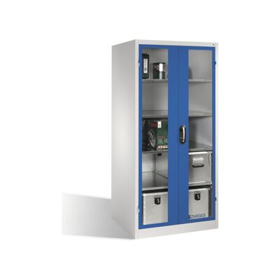 C + P Möbelsysteme Armoire à outils C+P XXL avec portes battantes à fenêtre transparente, 4 tablettes intérieures, H1950xL930xP800mm Façade bleu gentiane Corps gris clai (8924-055 S10108) - Publicité C + P Möbelsysteme Armoire à outils C+P XXL avec portes battantes à fenêtre transparente, 4 tablettes intérieures, H1950xL930xP800mm Façade bleu gentiane Corps gris clai (8924-055 S10108) - Publicité