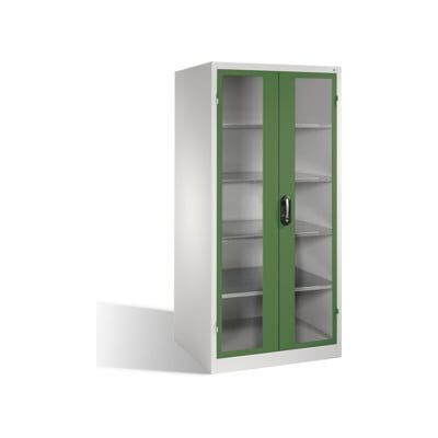 C + P Möbelsysteme Armoire à outils C+P XXL avec portes battantes à fenêtre transparente, 4 tablettes intérieures, H1950xL930xP800mm Façade vert réséda Corps gris clair (8924-055 S10111) - Publicité C + P Möbelsysteme Armoire à outils C+P XXL avec portes battantes à fenêtre transparente, 4 tablettes intérieures, H1950xL930xP800mm Façade vert réséda Corps gris clair (8924-055 S10111) - Publicité