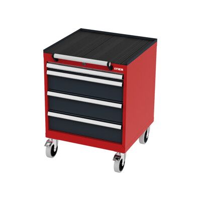 Armoire à tiroirs mobile STIER, avec 4 tiroirs, lxPxH 600x575x790 mm, rouge/gris anthracite (904969) - Publicité Armoire à tiroirs mobile STIER, avec 4 tiroirs, lxPxH 600x575x790 mm, rouge/gris anthracite (904969) - Publicité