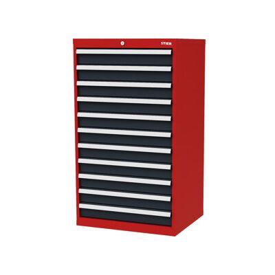 Armoire à tiroirs STIER, avec 11 tiroirs, lxPxH 700x575x1220 mm, rouge/gris anthracite (904998) - Publicité Armoire à tiroirs STIER, avec 11 tiroirs, lxPxH 700x575x1220 mm, rouge/gris anthracite (904998) - Publicité