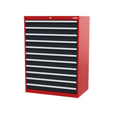 Armoire à tiroirs STIER avec 11 tiroirs, lxPxH 900x575x1 220 mm, rouge/gris anthracite (905013) - Publicité Armoire à tiroirs STIER avec 11 tiroirs, lxPxH 900x575x1 220 mm, rouge/gris anthracite (905013) - Publicité